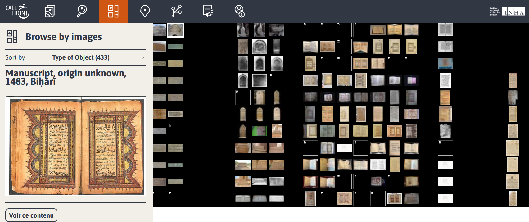 Browse by image print screen, "Voir ce contenu" button